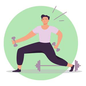 adhd-in-adults-04 Strength training with dumbbells illustration